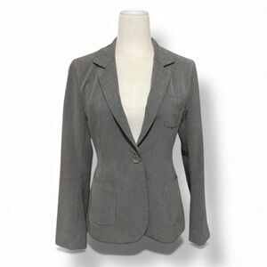 Gray Single Button Fitted Blazer Jacket Professional